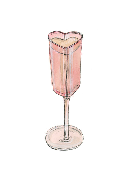 Pink Heart Glass of Champagne Art Print